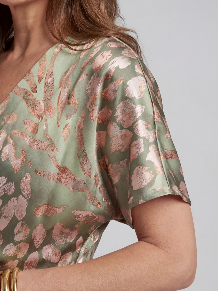 Coralie | Midi Dress with Abstract Print and Twist Waist