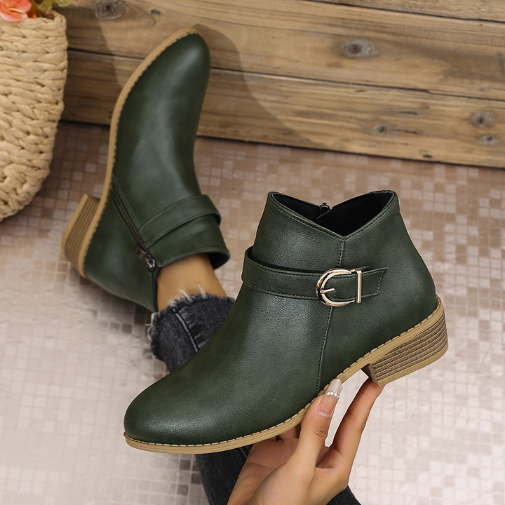 Kaitlyn | Modern Buckle-Accented Chelsea Ankle Boots