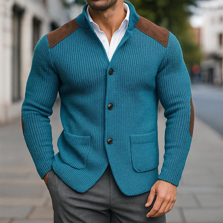 Lucas | Strukturierter Strickblazer mit raffinierten Details in Velourslederoptik