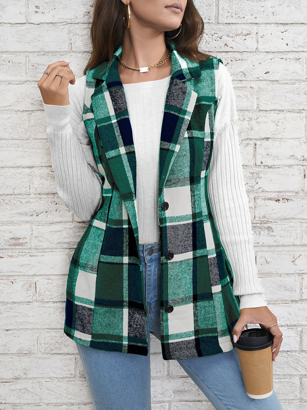 Emma | Elegant Plaid Tailored Vest