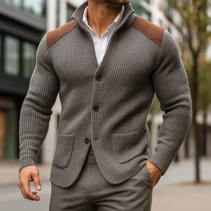 Lucas | Strukturierter Strickblazer mit raffinierten Details in Velourslederoptik