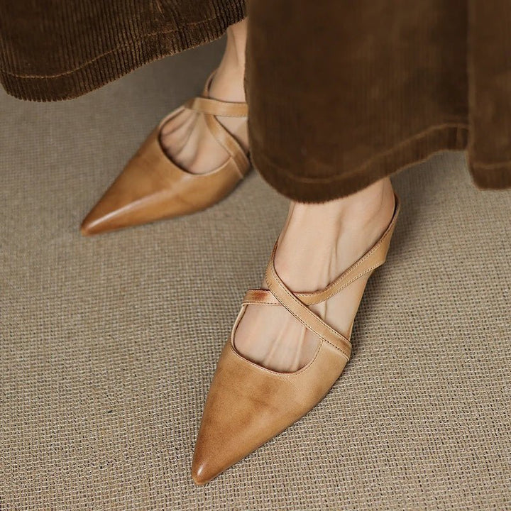 Harper | Mules in pelle – Eleganti con cinturini incrociati e tacco basso da donna