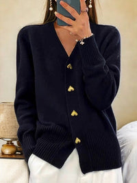 Sophie | Elegant And Chic Heart-Buttoned Knit Cardigan