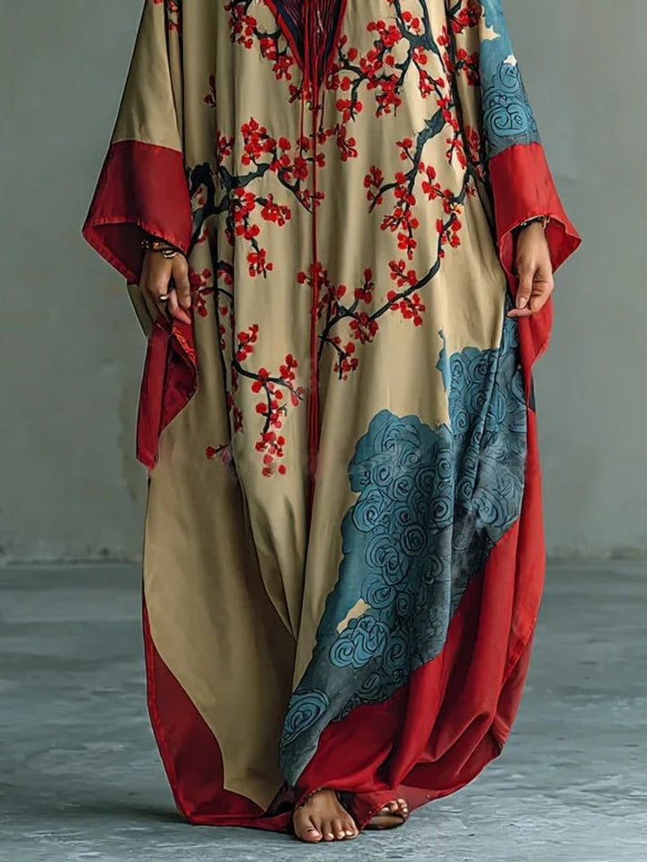 Valeria | Übergroßes, langärmliges Kleid mit Blumenmuster und Fledermausärmeln