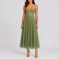 Stella | Elegant Fall Wedding Pleated Tulle Midi Dress