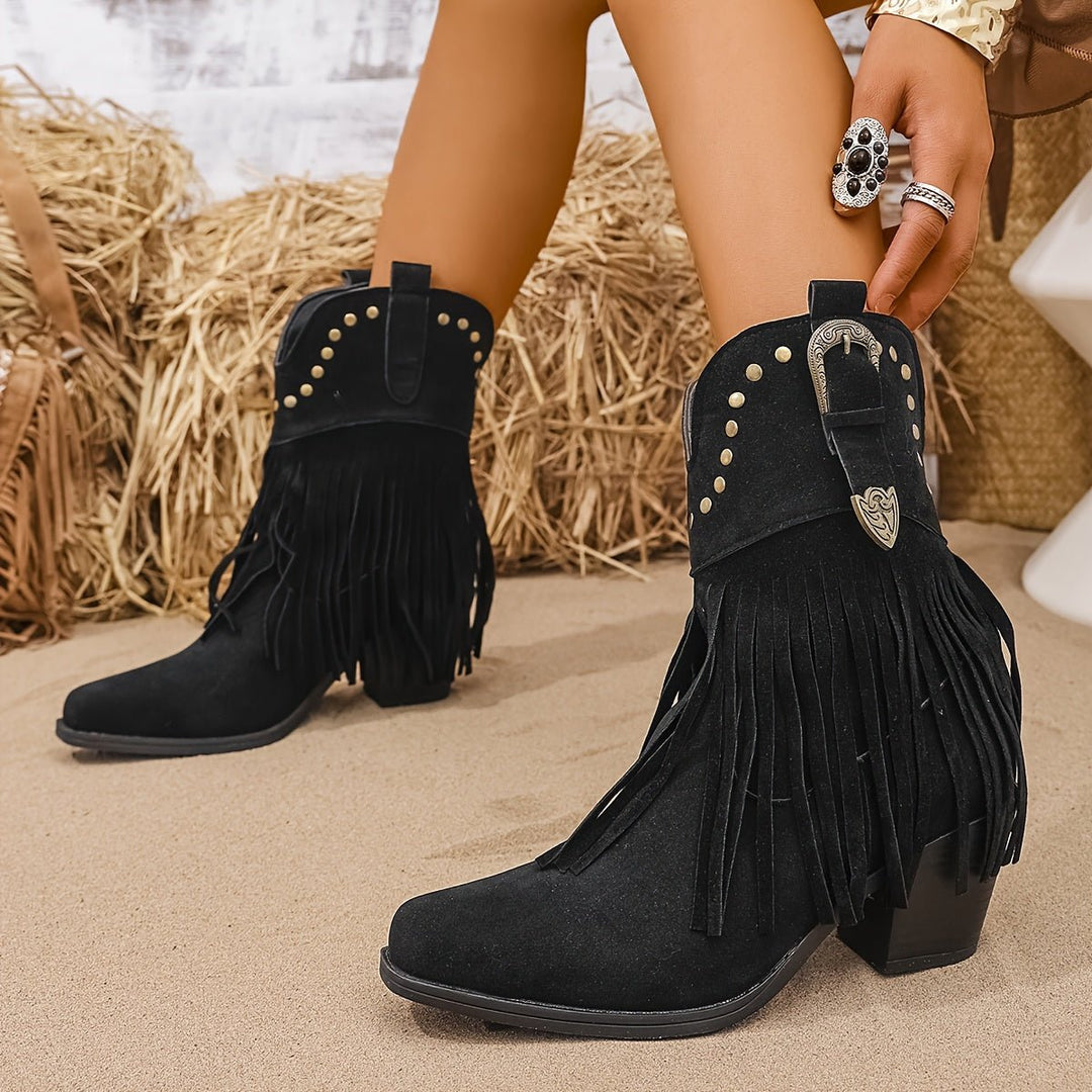 Elizabeth | Stylish And Studded Fringe Cowboy Boots