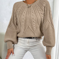 Beatrice | Elegant Cable-Knit Sweater with Lantern Sleeves