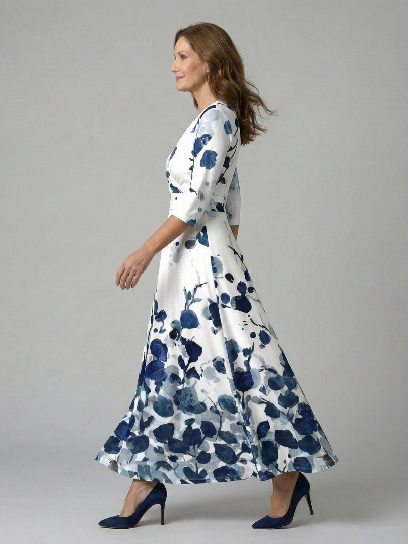 Celine | Midi Dress – Floral Cross Wrap Style for Women