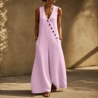 Tegan | Tuta chic a gamba larga con bottoni asimmetrici
