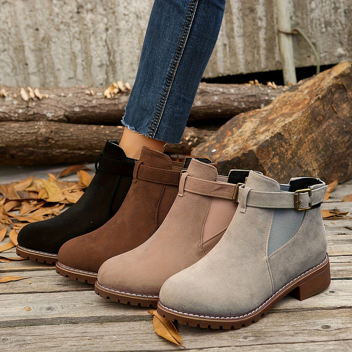 Matilde | Buckle-Strap Suede Chelsea Ankle Boots