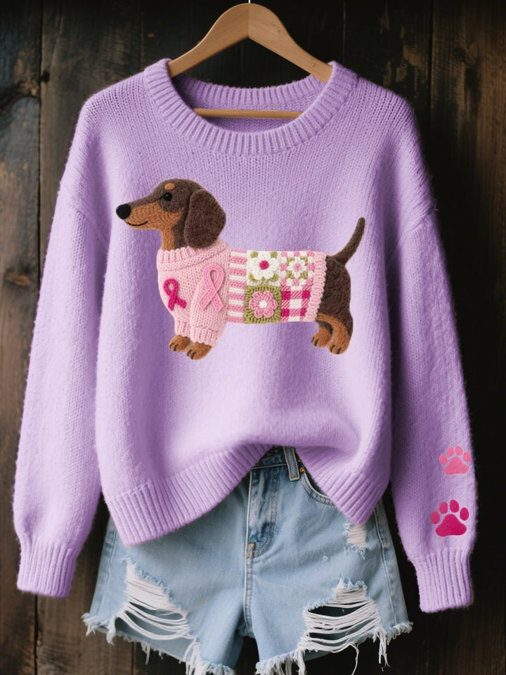 Nora | Knitted Sweater – Playful Dachshund Design for Women