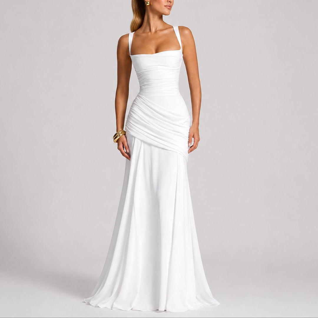 Grace | Elegantes und leichtes gerafftes Maxikleid für Herbsthochzeiten