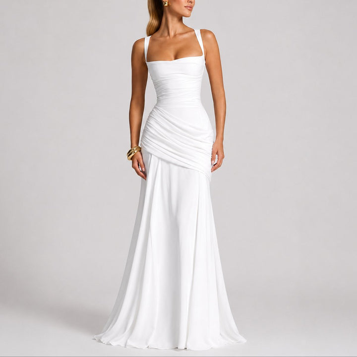 Grace | Elegantes und leichtes gerafftes Maxikleid für Herbsthochzeiten
