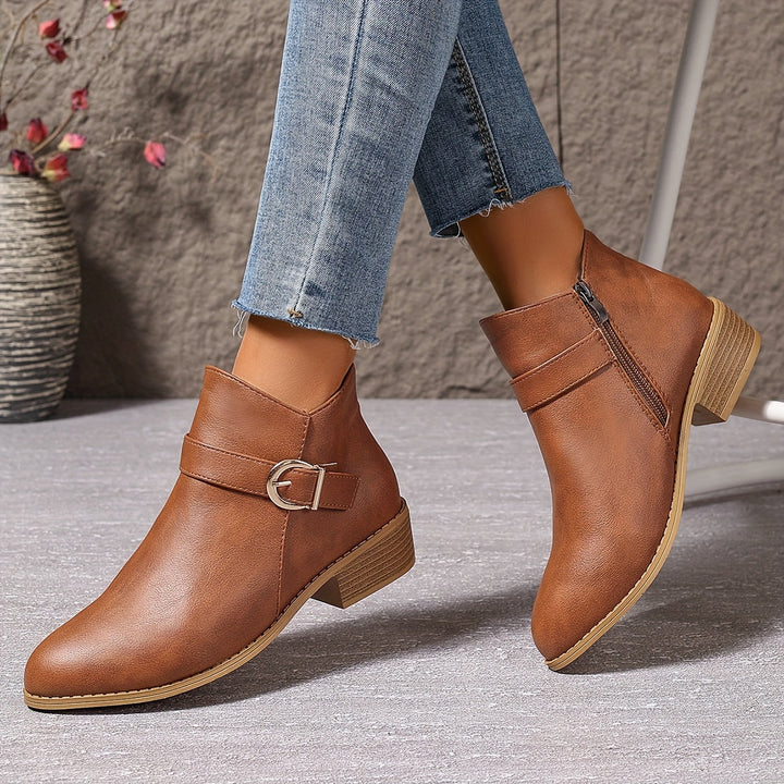 Kaitlyn | Modern Buckle-Accented Chelsea Ankle Boots