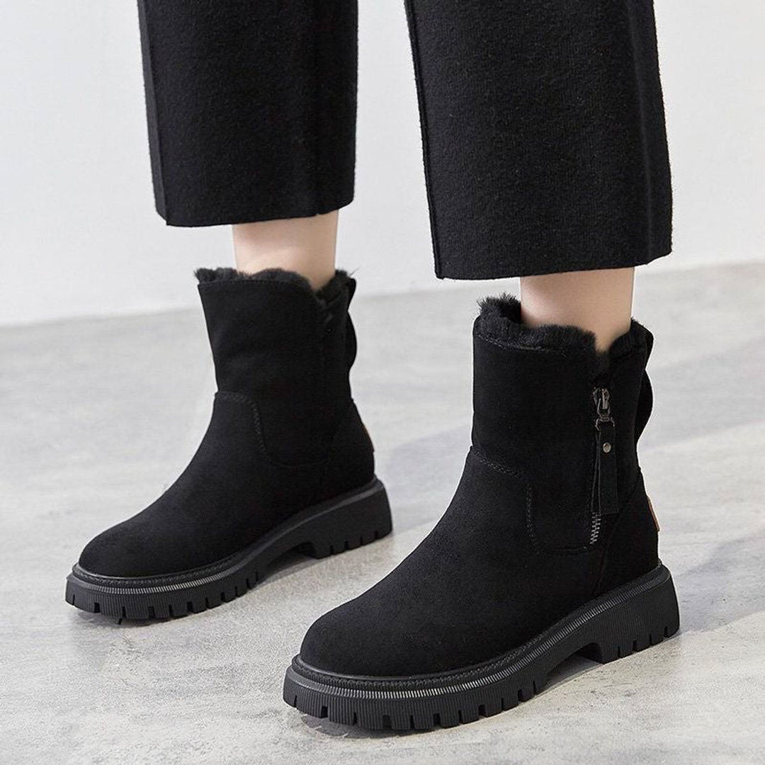 Leah | Chic Fleece-Lined Suede Winter Ankle Boots