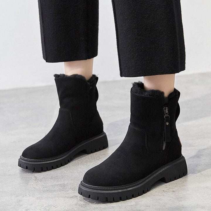 Leah | Chic Fleece-Lined Suede Winter Ankle Boots
