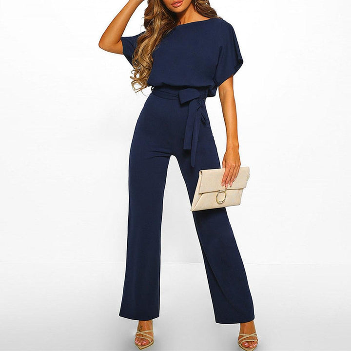 Viola | Casual Short Sleeve Jumpsuit with Belt for Women