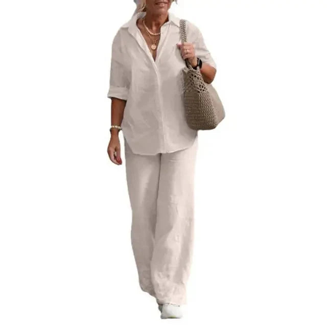 Evelyn | Bequemes und elegantes zweiteiliges Leinen-Set für Damen