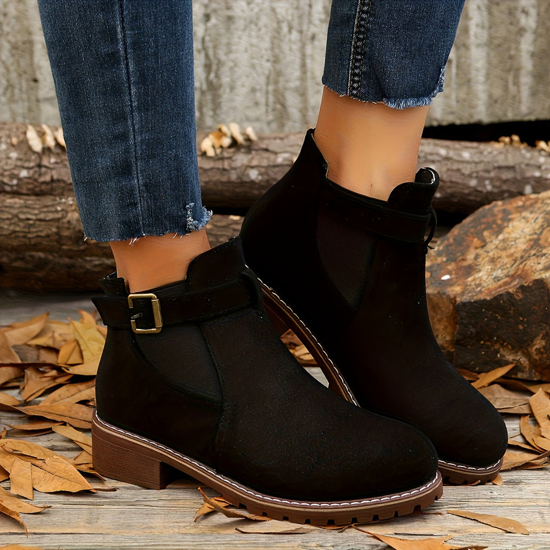 Matilde | Buckle-Strap Suede Chelsea Ankle Boots