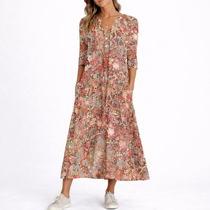 Georgia | Classic Fall Wedding Floral Midi Dress