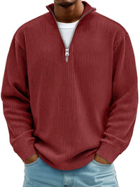 Victor | Comfortable Ribbed Quarter-Zip Knitted Sweater