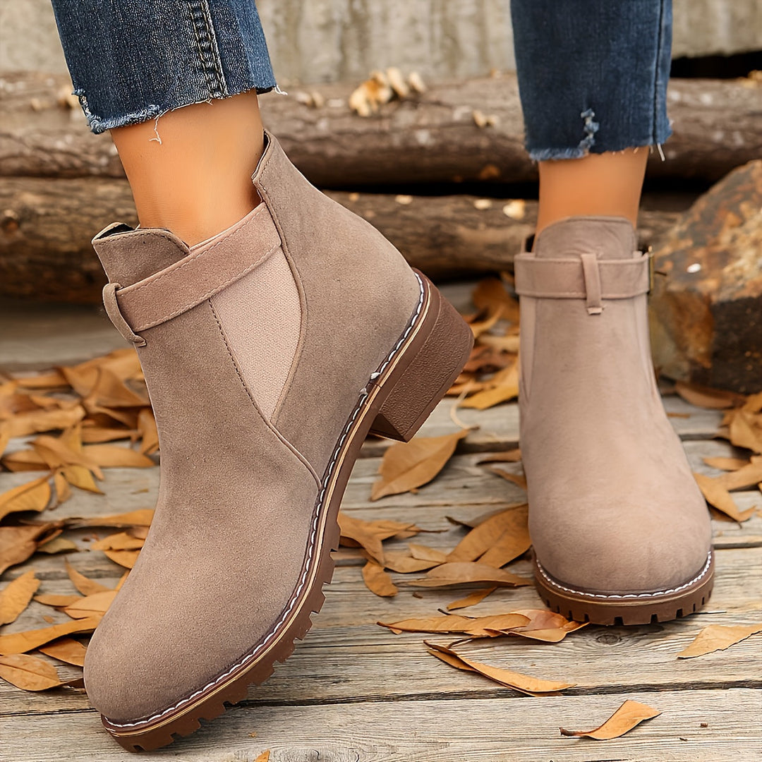 Matilde | Buckle-Strap Suede Chelsea Ankle Boots