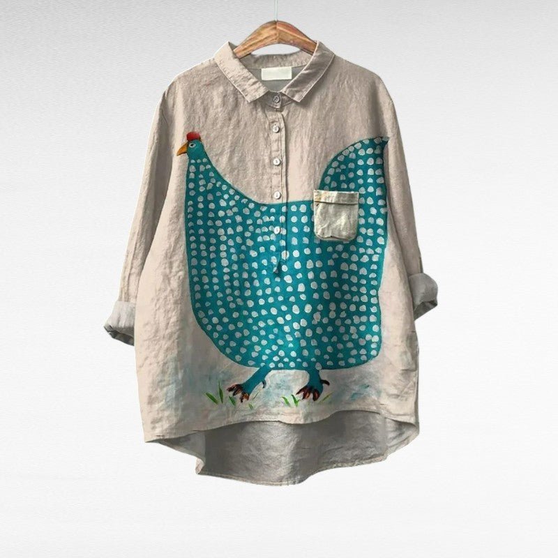 Keisha | Chicken Print Blouse – Playful Style for Women