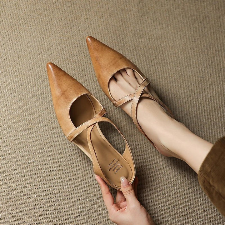 Harper | Mules in pelle – Eleganti con cinturini incrociati e tacco basso da donna