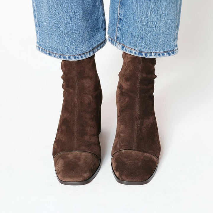 Herminia | Modern Square-Toe Block-Heel Ankle Boots