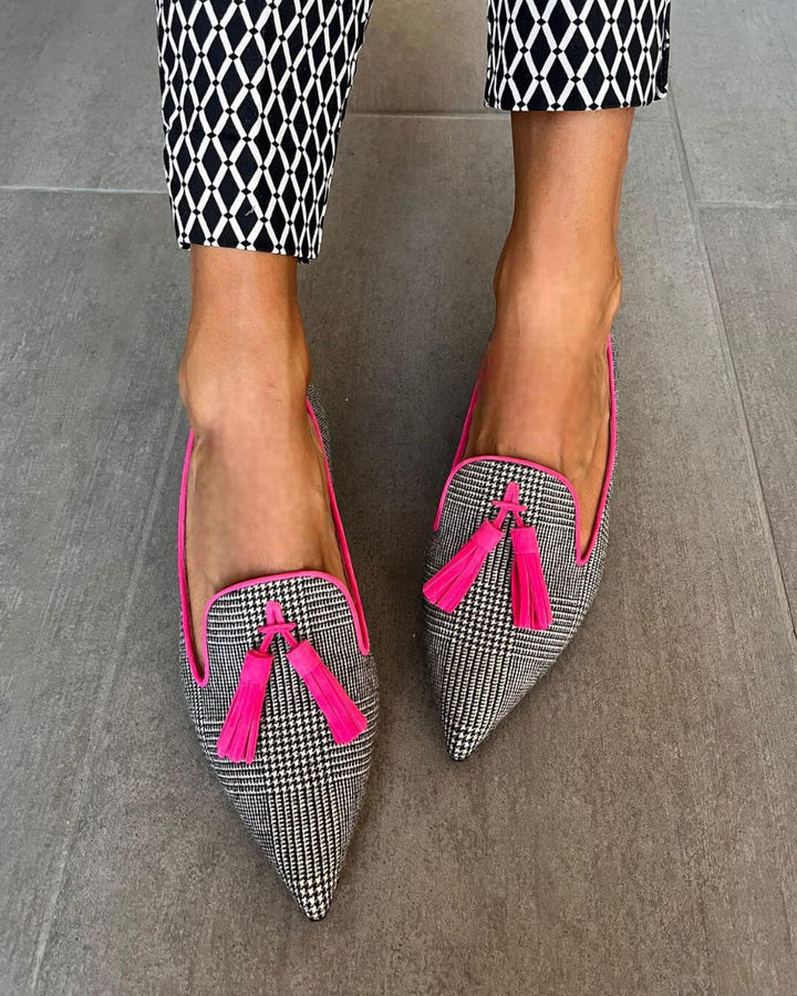 Clara | Chic Pointed-Toe Fringe Loafers for Women