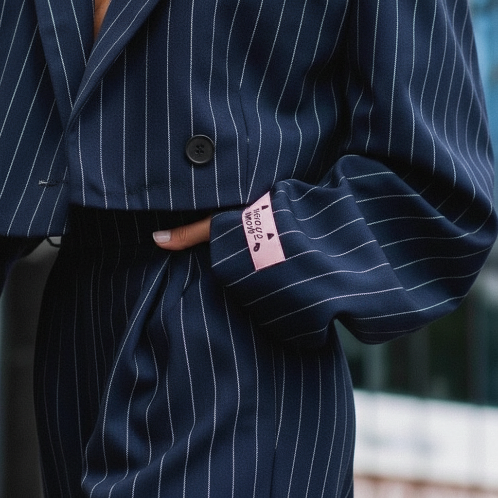 Sienna | Completo trendy con blazer a righe e pantaloni a gamba larga