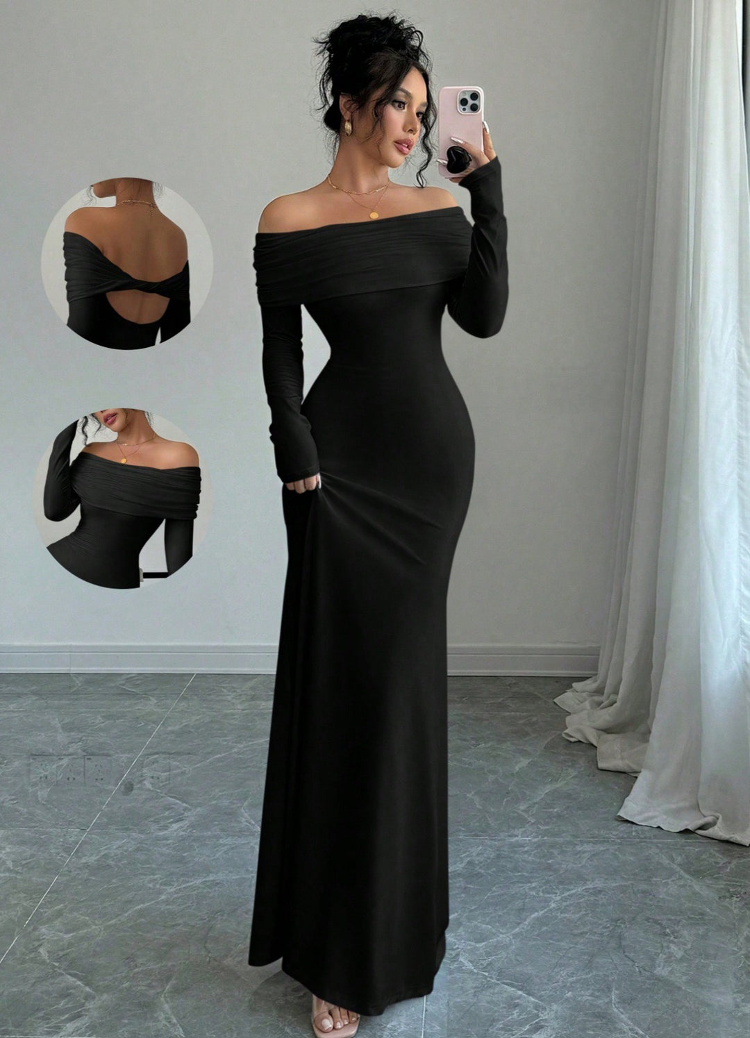 Marie| Abito lungo elegante a maniche lunghe