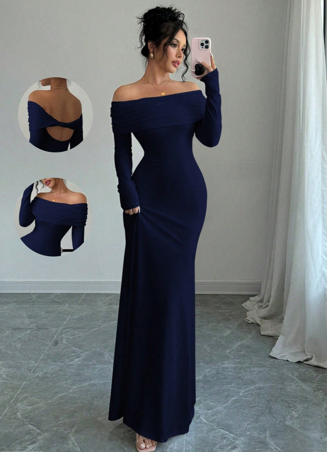 Marie| Abito lungo elegante a maniche lunghe