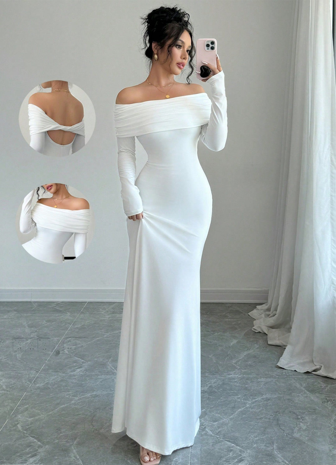 Marie| Abito lungo elegante a maniche lunghe