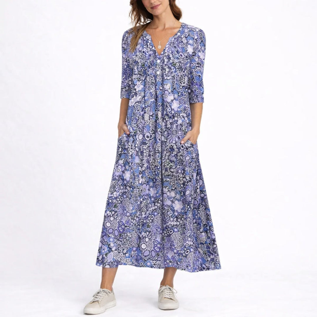 Georgia | Classic Fall Wedding Floral Midi Dress