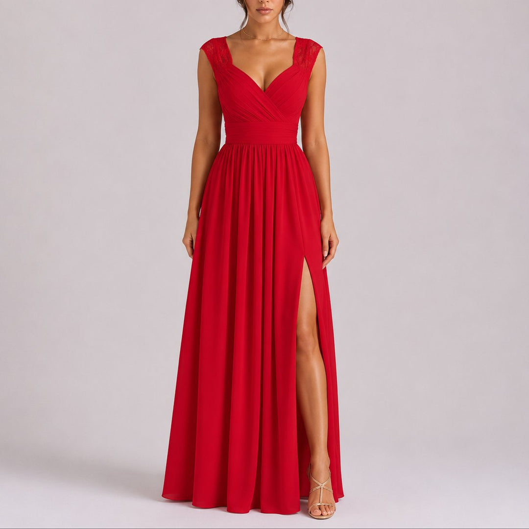 Ava | Lightweight Fall Wedding Lace Wrap Maxi Dress