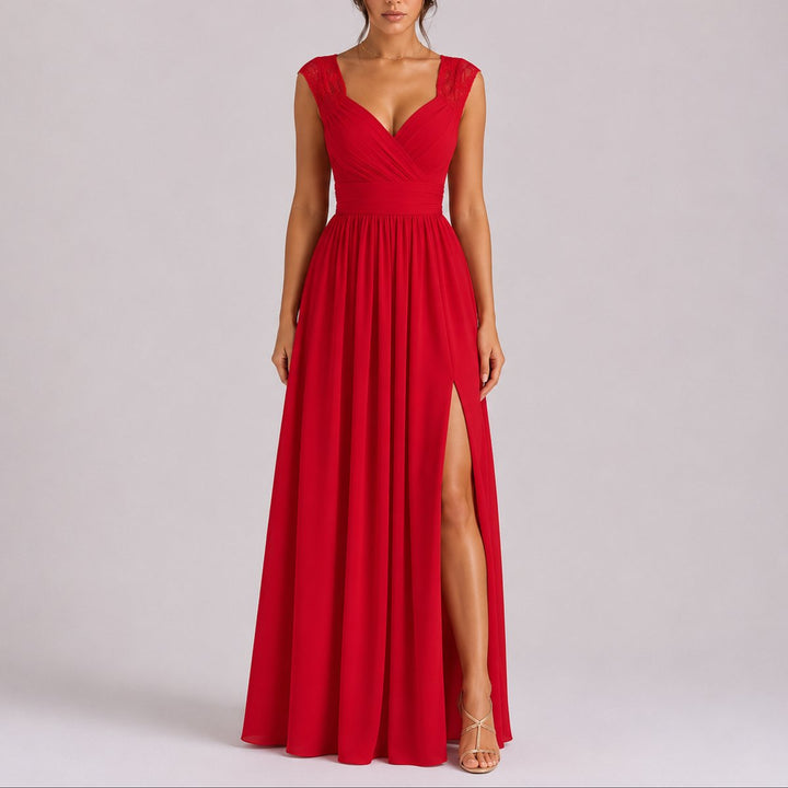Ava | Lightweight Fall Wedding Lace Wrap Maxi Dress